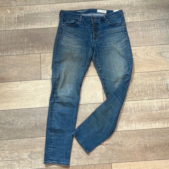 Anthropologie Denim - AG Anthropologie Stevie ankle button up slim straight jean stretchy 28 Regular